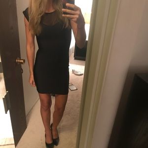American Apparel mesh neckline black mini dress